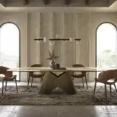 Captivating Cattelan Italia Scott Keramik table with marbled cream and brown ceramic, built with an Oxybrass oxidized brass base