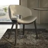 Distinctive Cattelan Italia Miranda Wood chair with light beige fabric and dark brown stained solid ash wood base
