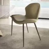 Exclusive Cattelan Italia Rachel ML chair with olive-green textile and embossed lacquered steel base displaying sartorial details