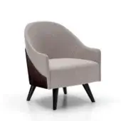 Exceptional Costantini Pietro Shell lounge chair upholstered in light gray textile with a matte finish and dark-toned wood panels