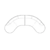 Pierre sectional sofa line drawing, curved horseshoe shape, modular design, black on white technical schematic, minimalist aesthetic.