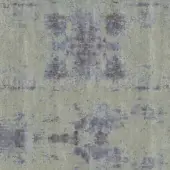 Rugiano Abstraction rug, light beige with mottled brown and dusty blue patches, featuring a looped pile and horizontal striations.
