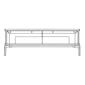 Console table black and white line drawing, minimalist design with rectangular compartments, tapered “kukei feet” legs, airy frame.