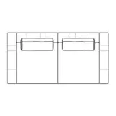 Karphi sofa line drawing, modular seating, low profile, rectangular cushions, grid pattern, minimalist design, white background.