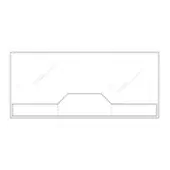 Glass tabletop with gray leather trapezoid insert, featuring etched lines and circular indentations, set against a white backdrop.