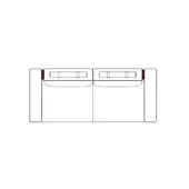 Modular sofa light gray fabric rectangular backrest dark brown connectors minimalist design studio shot “nautilus composition a”.