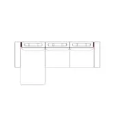 Modular sofa composition, dark brown accents, rectangular cushions with horizontal lines, minimalist design, studio line drawing.