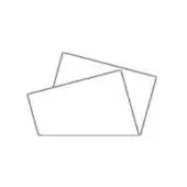 Overlapping leaves graphic, black lines on white, geometric abstraction featuring trapezoid, pentagon, and irregular five-sided shapes in a flat composition.