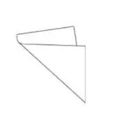Folded paper leaf, white background, triangular shape with rectangular flap, matte finish, minimalist geometric design, crisp clean folds.