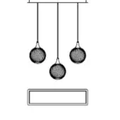 Pendant light fixture, woven metal cage shades, horizontal bar mount, varying lengths, black finish, white background, studio lighting.