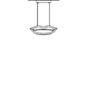 Pendant light, metal, cylindrical stem with open-mouth lip detail, minimalist design, white background, modern fixture.