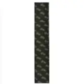 Camouflage fabric strip in gray, black, and olive green tones displays a dense, irregular pattern; textile marked “var#rope antracite”.