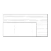 Wood desk top with leather pad, horizontal grain, matte finish, rectangular shape, and dashed line detail on left side.