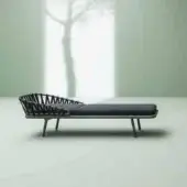 Distinctive Varaschin Emma Cross Lounger with dark gray weave and powder-coated aluminum built for marine environments