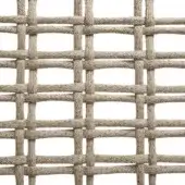 Oval trendyrope textile sample, caramel jute weave, features a grid pattern with textured, braided strands and rectangular openings on a white background.