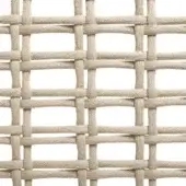 Beige rope texture with a grid pattern, woven from natural fiber cords against a white backdrop, displaying a dense, rectilinear structure.
