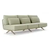 Distinguished Roberti Rattan Armàn sofa crafted with stainless steel and aluminum in light beige powder coating and Oval Trendyrope weave