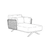 Modular lounge chair, metal frame, woven grid detail, square cushions, rectangular form, contemporary design, white background.