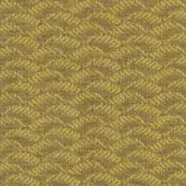 Geometric fabric swatch in ochre and mustard yellow features a dense twill weave with intersecting diagonal lines and subtle textural variation.