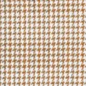 Pied de poule pattern with orange and gray hues on white, displaying a dense, woven texture of irregular feather-like shapes in a repeating design.