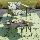 Superior Roberti Rattan Corolle coffee table in dark gray with HPL top and powder-coated Aisi 304 stainless steel frame