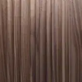 Fluted walnut wood texture, warm brown tones, vertical grain with parallel ridges, matte finish, natural linear design for surfaces.