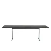 Distinguished Potocco Graphic dining table crafted in Italy with a dark matte wooden top and robust metal structure