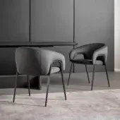 Exceptional Bonaldo Alley armchair with a dark gray textile upholstery and metallic structure built with a matte finish