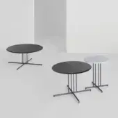 Distinguished Potocco Graphic coffee table with a dark grey metal frame and matte solid wood tabletop