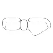 Wire-frame eyeglasses with rectangular left lens and heart-shaped right lens, black line drawing on a white background.