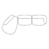 Abstract line art featuring connected rounded and rectangular shapes in a flowing composition against a white background.