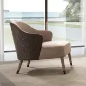 Exceptional DV Home Collection Manhattan lounge chair in light beige leather with stainless steel feet and quilted hexagon pattern