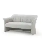 Elegant 4 Mariani Sella sofa with sinuous silhouette crafted in smooth light gray leather exhibiting calibrated thicknesses