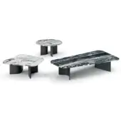 Superior 4 Mariani Climb coffee table with hyperbolic blades supporting layered marble in light and dark gray patterns