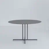 Exceptional Potocco Graphic dining table with painted metal base and durable high pressure laminate top in dark gray matte finish
