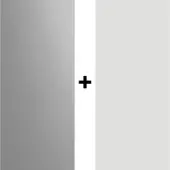 Gray gradient, white, and pale gray rectangular swatches with a black plus sign, minimalist composition, contrasting textures.