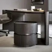Elegant Bonaldo Moneypenny drawer unit with brushed coal oak veneered wood and lead matt lacquered top and base