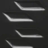Geometric indentations on dark matte surface, five rectangular shapes with white light highlights, minimalist stepped pattern, smooth uniform texture.