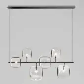 Superior Tonelli Design Hyperion Linear Suspension Lamp with transparent rounded cube shades and polished champagne metal finish