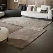 Distinguished Bonaldo Rabat rug crafted in Italy from wool and Tencel with light and dark brown tones and a matte finish