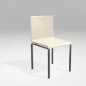 Dangla dining chair, cream fabric upholstery, rectangular backrest, dark gray metal legs, minimalist contemporary design, studio shot.