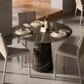 Cutting-edge Cattelan Italia Cuba Keramik bistrot table with swirling gold lines in dark ceramic modeling and finish
