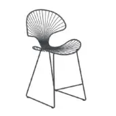Sophisticated Royal Botania Ostrea stool inspired by organic form with anthracite coated stainless steel finish
