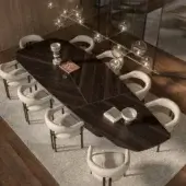 Distinguished Cattelan Italia Senator Wood table with dark brown wood and counterbalanced joints in a smooth matte finish