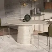Elegant Cattelan Italia Rado Keramik table with a light beige ceramic top and vertically grooved base in a matte finish