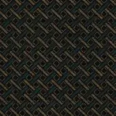 Geometric pattern with teal and gold accents on a dark background, featuring interlocking squares and rectangles in a dense, repeating layout.