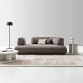 Superior Ditre Italia Isla Slim sectional with coarse-textured dark brown textile and contrasting beige cushions offering comfortable seating
