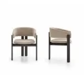 Superior Ditre Italia Biarritz armchair with light beige fabric upholstery and dark matte wooden frame