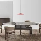 Harmonious Ditre Italia Biarritz table with marbled oval tabletop and dark matte-finished angular base