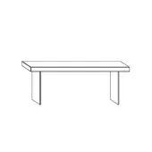 Air console table black and white line drawing, rectangular tabletop with flush legs, minimalist geometric design, plain white background.